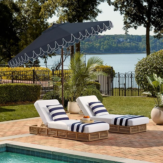 SAFAVIEH 9ft Outdoor Patio Umbrella, Auto Crank Tilt, UV Resistant - Image 8