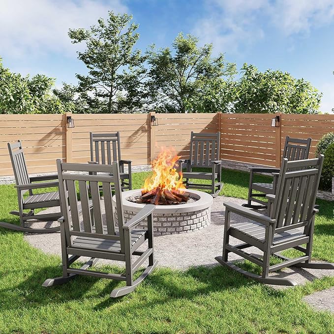 HDPE Rocking Chair Outdoor Set of 6 by Garvee