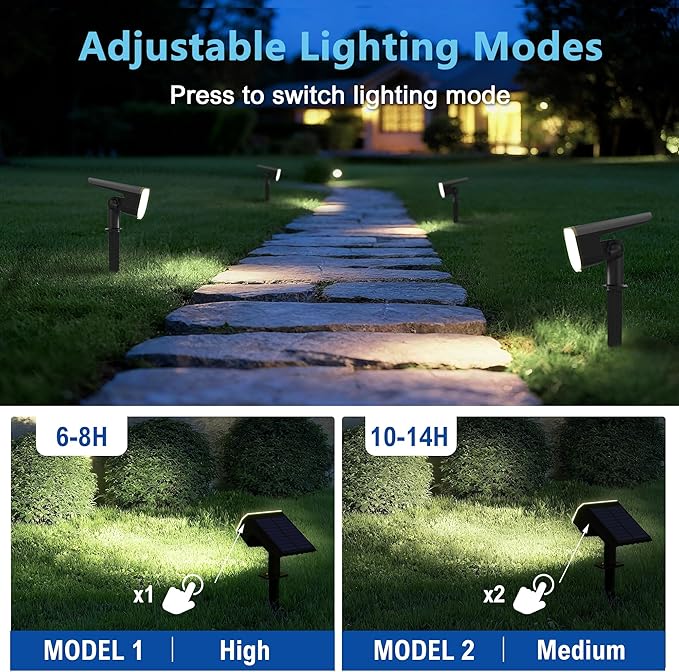 Solar Lights Outdoor Waterproof IP65, Super Bright LED, 6500K 2 Lighting Modes - Image 2