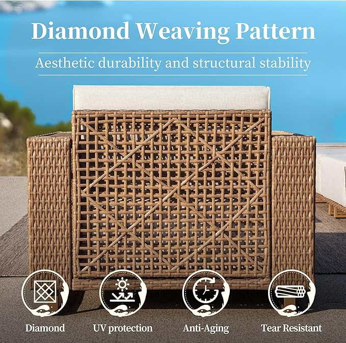L Shaped Patio Furniture, Outdoor Rattan Wicker Sectional Sofa - Image 6