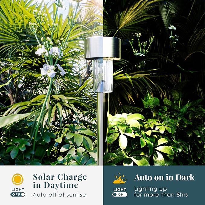 SOLPEX 16 Pack Solar Outdoor Lights Pathway, Stainless Steel Solar Lights - Image 6