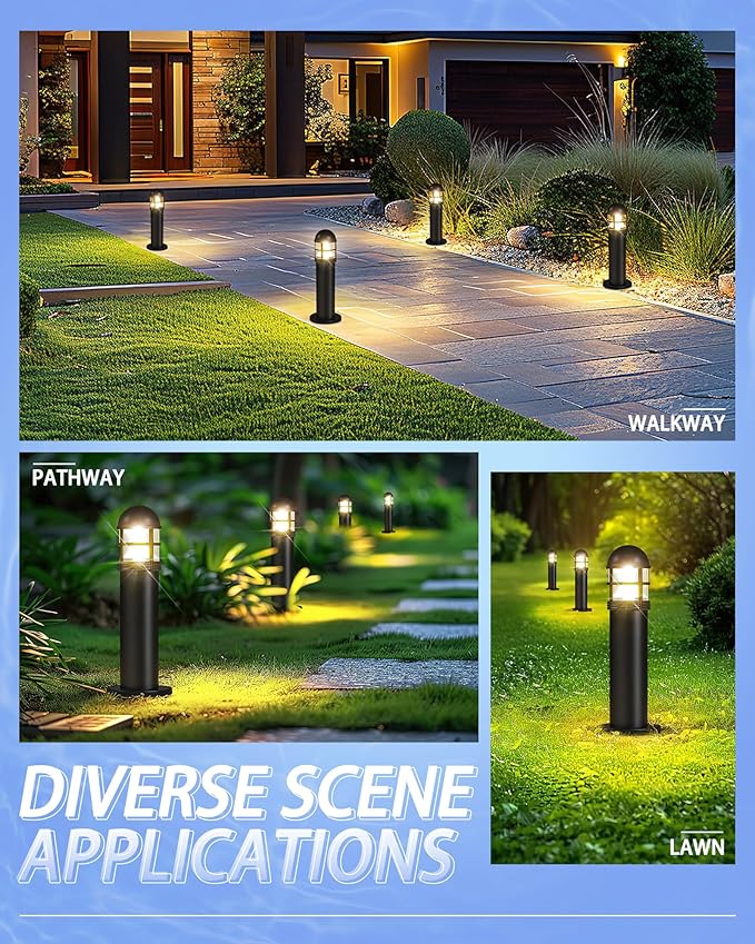2 Pack 12V LED Bollard Pathway Lights, High Brightness 200LM, IP67 Waterproof - Image 5