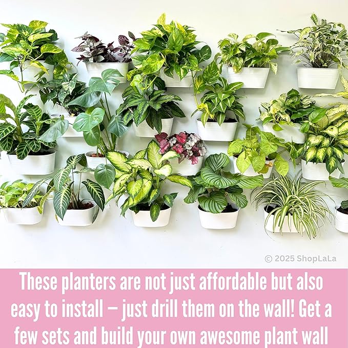 LaLaGreen Planter Boxes Outdoor White Metal Iron Hanging Flower Pots Deck - Image 9