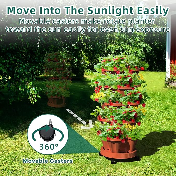 7 Tiered Strawberry Vertical Planter 2 Pack, Stackable Tower Garden Planter - Image 5