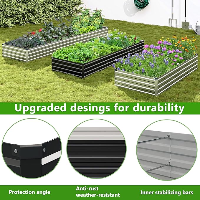 2PCS 9x3x1ft Galvanized Raised Garden Bed Kit, Galvanized Planter Raised Garden - Image 5