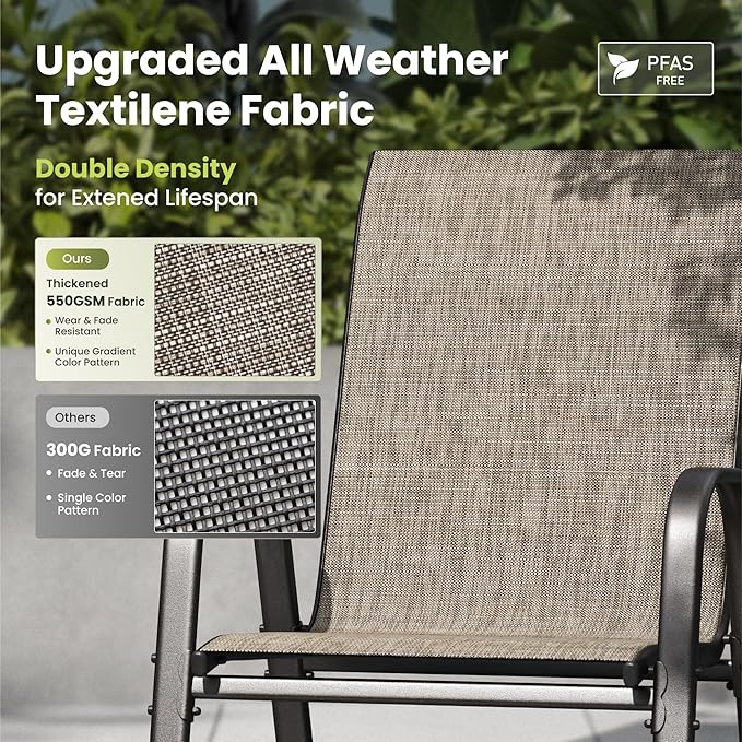 PHI VILLA Patio Chairs Set of 2, Outdoor Stackable Dining Chairs - Image 4