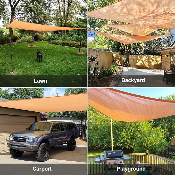 SUNLAX Sun Shade Sail 12' x 14' x 18.4' Peach Fuzz Rectangle Canopy Sail Shade - Image 7