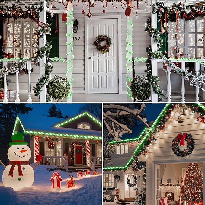 Jnaurb Christmas Candy Cane Lights, 66ft 480 LED Connectable Flexible White & - Image 8