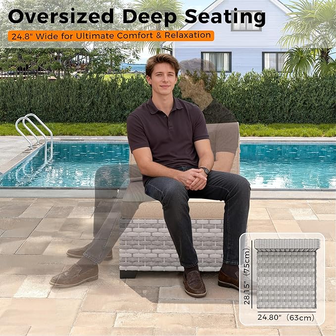 6-Seat Modular Patio Furniture Set – Outdoor Wicker Sectional Sofa - Image 5