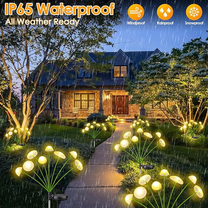 KAQ 4PK 32LED Solar Garden Lights Outdoor Waterproof | Solar Mushroom Lights - Image 5