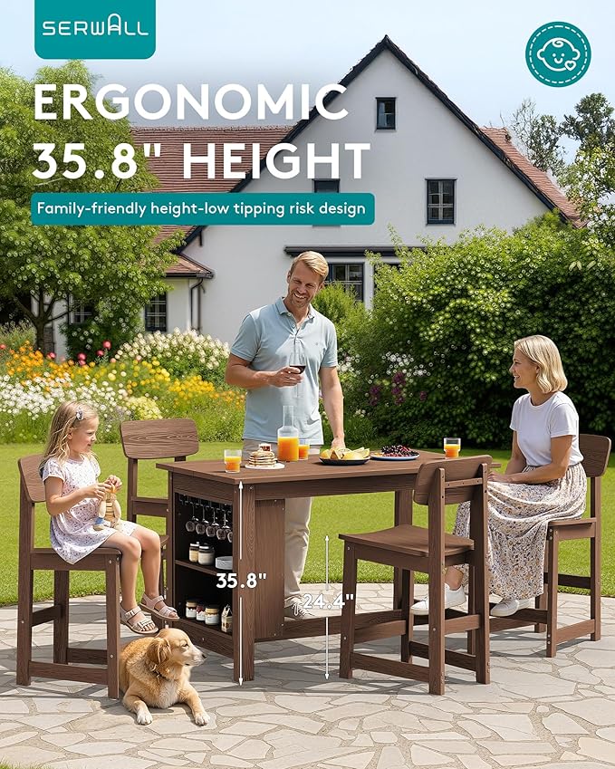 SERWALL 8-Piece HDPE Counter Height Dining Table Sets - Image 3