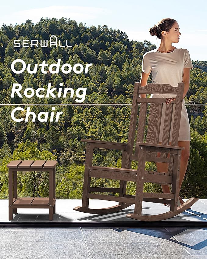 SERWALL Oversized Rocking Chair Set of 4 Outdoor, HDPE Outdoor Rocking Chair - Image 8