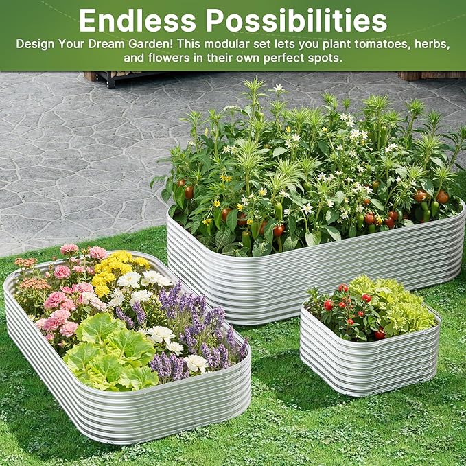 3 PCS Tall 4x2ft Galvanized Raised Garden Bed Outdoor, Metal Garden Bed - Image 7