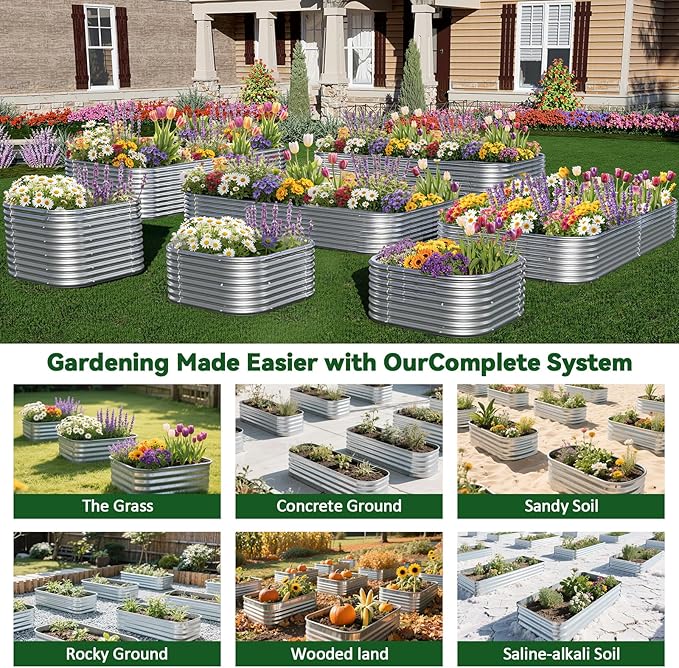 3 Pack 8x4FT Raised Beds for Gardening, Corrugated Galvanized Steel Raised - Image 7