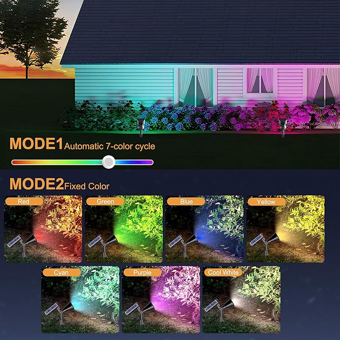 Solar Spot Lights Outdoor, Color Changing Spot Lights Outdoor 36 LEDs, - Image 2