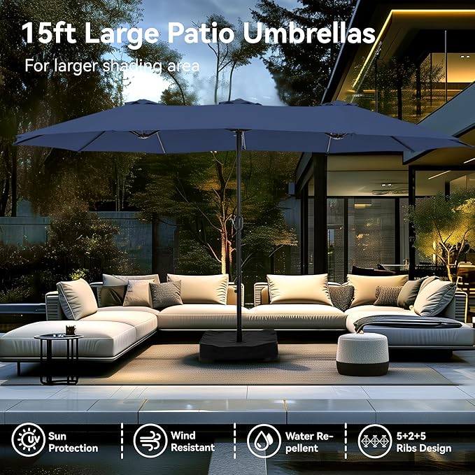PHI VILLA 15ft Large Patio Umbrellas - Image 5