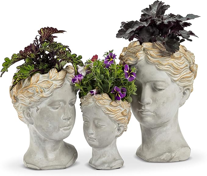 Abbott Collection Aphrodite Head Planter – Small Indoor and Outdoor Planter - Image 3