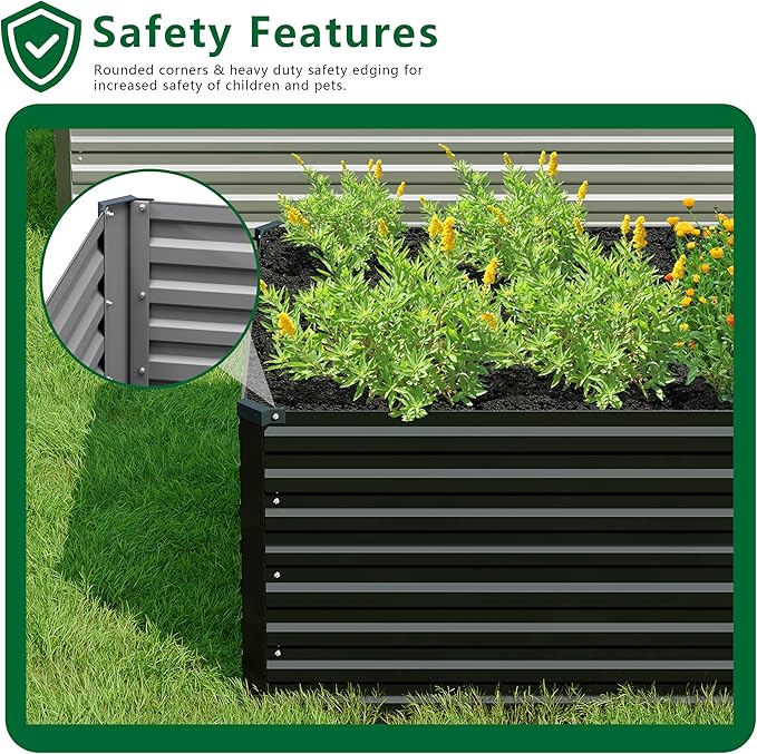 8x2x2FT Galvanized Raised Garden Bed Kit, Vegetable Plant Boxes-Rectangle Metal - Image 4
