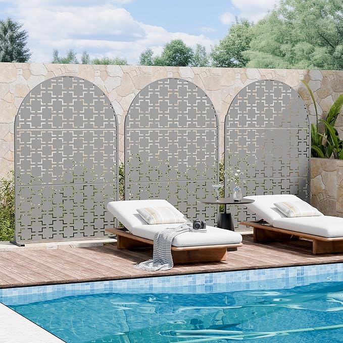 Casaphoria 72" H x 47" W Arched Metal Privacy Screen - Image 3