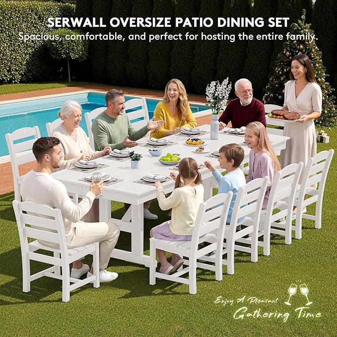 SERWALL 11 Piece Outdoor Dining Set - Image 6