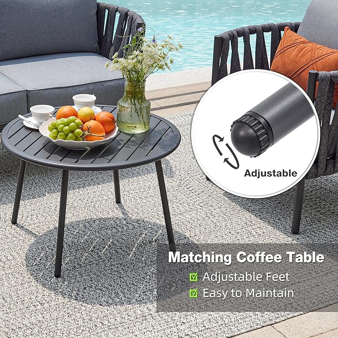 4 Piece Patio Furniture Set, Modern Patio Conversation Set, Outdoor Furniture - Image 6