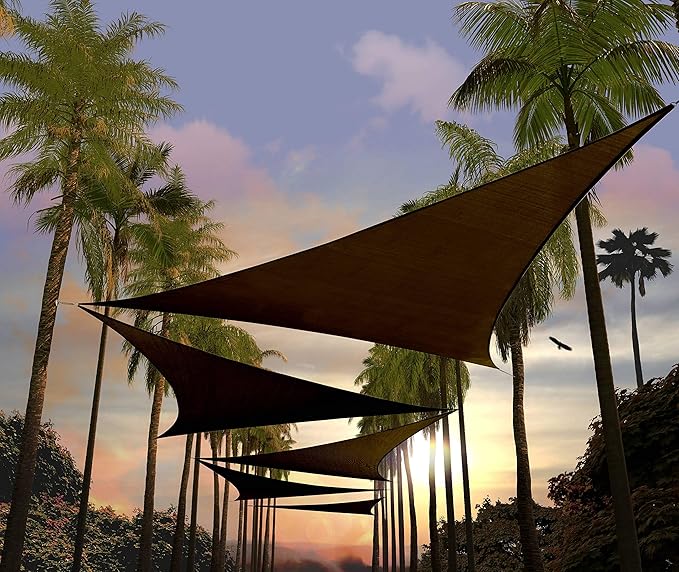 Amgo Custom Size 22' x 22' x 22' Brown Triangle Sun Shade Sail Order to Make by Amgo