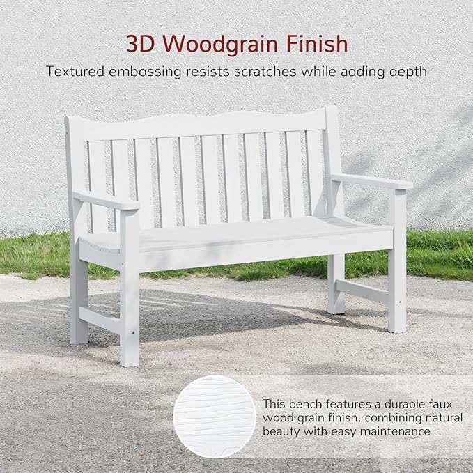 Stoog 2-Person Outdoor Bench, All-Weather HIPS Plastic Garden Bench - Image 6