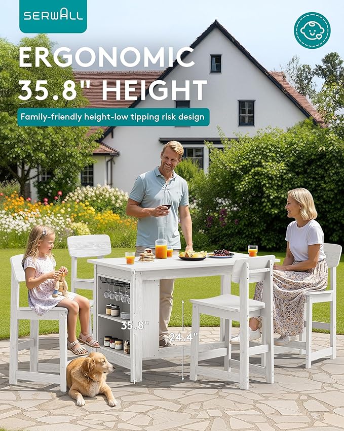 SERWALL 8-Piece HDPE Counter Height Dining Table Sets - Image 3