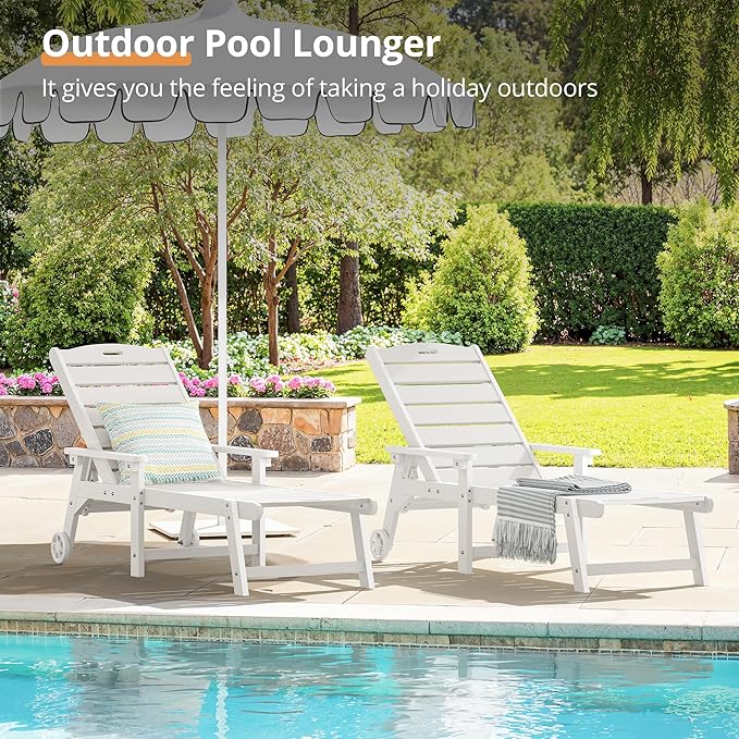 LUE BONA Outdoor Chaise Lounge Chairs Set of 4, HDPS Chaise Lounger, 5 - Image 3