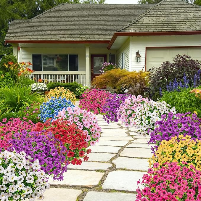 Bassion Artificial Flowers for Outdoors, 24 Bundles UV Resistant Fake Flowers - Image 7