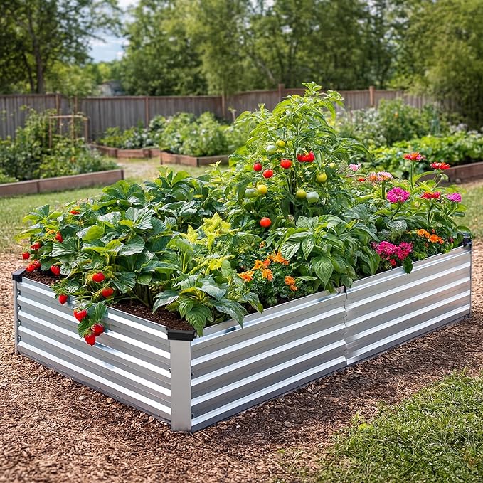 2 Pack 6x3x1FT Galvanized Metal Raised Garden Bed Kit - Image 6