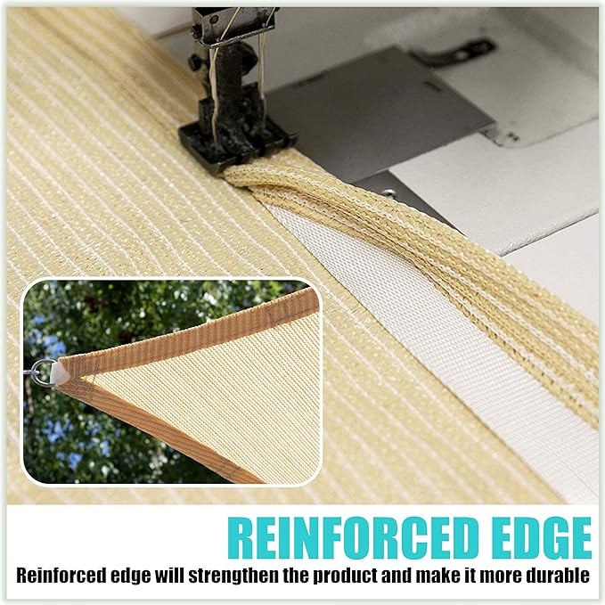 Amgo Custom Size 6' x 6' x 6' White Triangle Sun Shade Sail Order to Make - Image 3