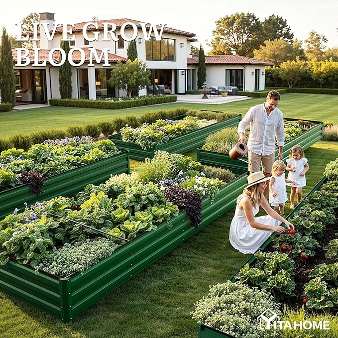 YITAHOME 6pcs 12x4x1 ft Galvanized Raised Garden Bed Kit, Large Metal Planter - Image 3
