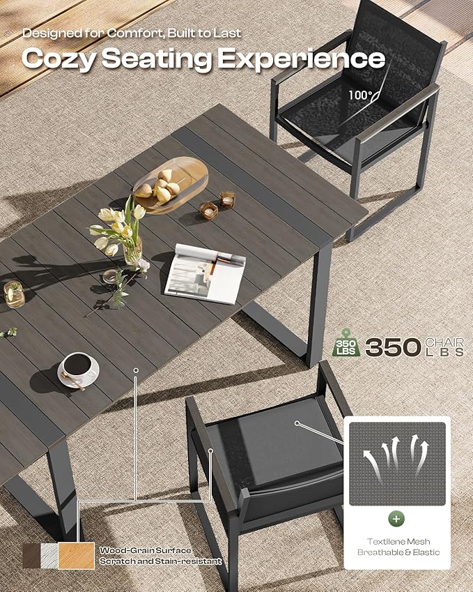 Outdoor Dining Chairs Set of 2, Aluminum Patio Dining Chiars - Image 3