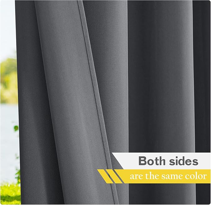 NICETOWN Patio Curtains Outdoor Waterproof 2 Panels, Stainless Steel Ring Top - Image 4