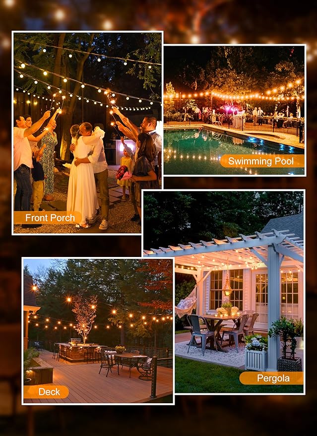 Brightown Outdoor String Lights, 200FT 100+2 G40 Bulbs Shatterproof Patio Lights - Image 5