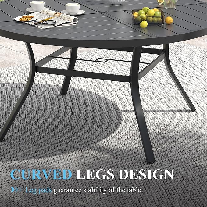 VICLLAX Patio Table and Chair Set of 8, All Weather Metal Round Outdoor Dining - Image 5