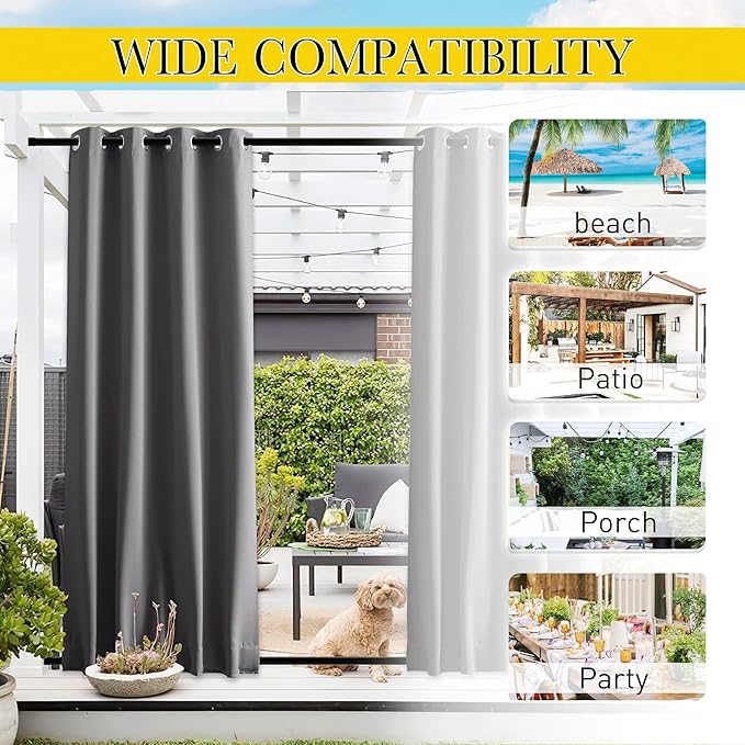 NICETOWN 2 Panels Windproof Blackout Outdoor Curtains - Image 7