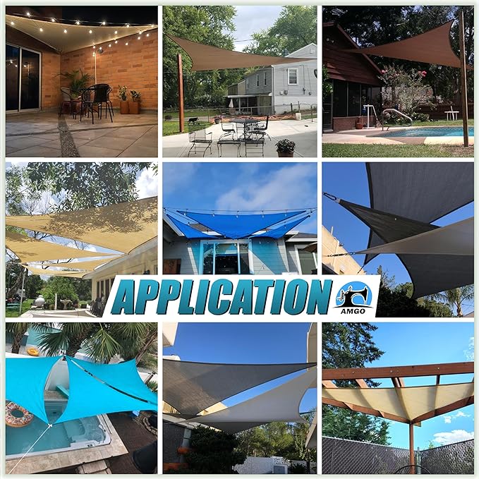 Amgo Custom Size 18' x 20' x 26.9' Red Right Triangle Sun Shade Sail UPF50+ - Image 6