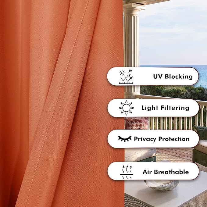 BONZER Outdoor Curtains for Patio Waterproof Thick Privacy Grommet Light - Image 4