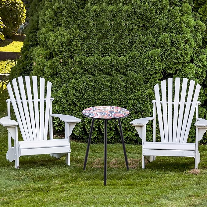 1 Pack Metal Outdoor Side Table Small Outside Round End Table - Image 8