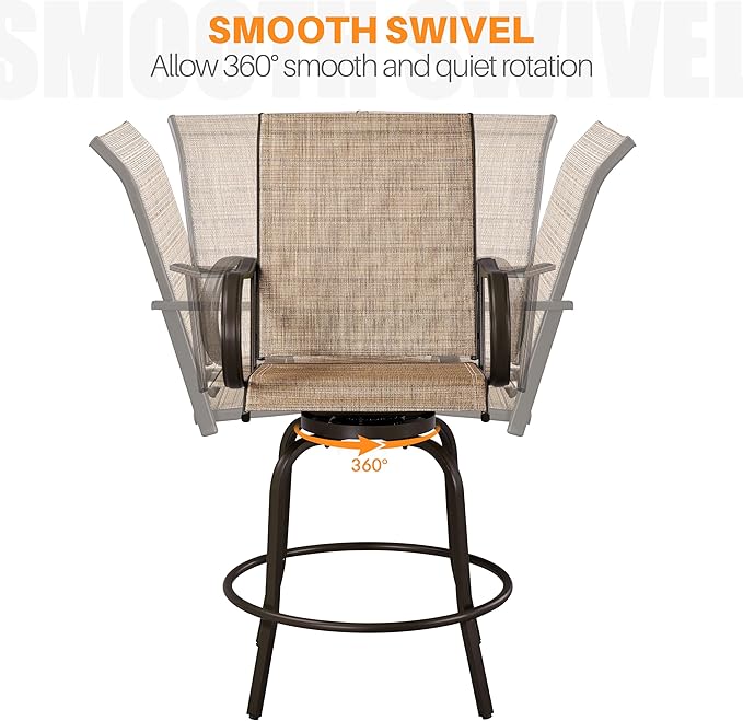 Yaheetech Patio Swivel Barstools Outdoor Chairs Set of 4, High Bistro Stools - Image 6