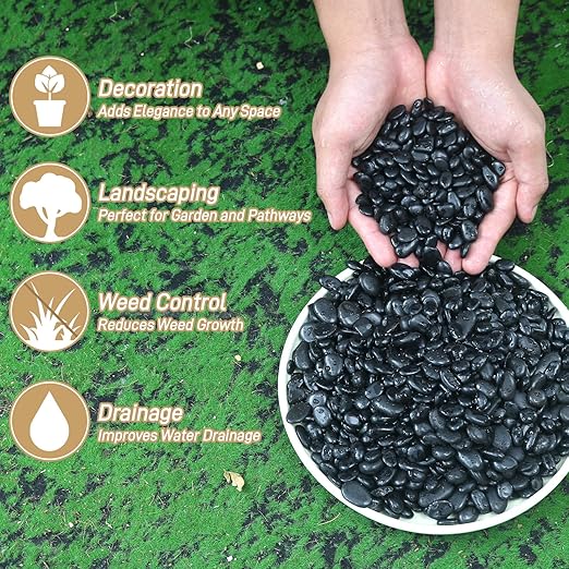 12lb Black Rocks for Planters- 1/4" - Image 3