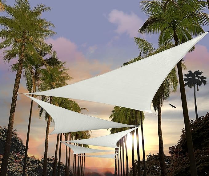 Amgo Custom Size 6' x 6' x 6' White Triangle Sun Shade Sail UPF50+ AGTAPRT12 by Amgo