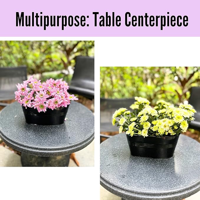 LaLaGreen Outdoor Rail Planter Black Metal Iron Hanging Flower Pots Deck - Image 6