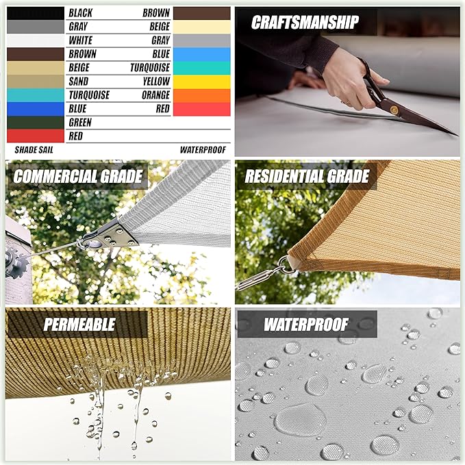 Amgo Custom Size 15' x 18' x 23.4' Grey Right Triangle Sun Shade Sail Order to - Image 6