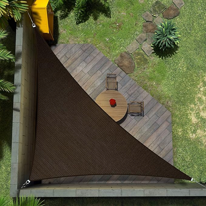 Amgo 20' x 20' x 28.3' Brown Right Triangle Sun Shade Sail UPF50+ Canopy Awning by Amgo