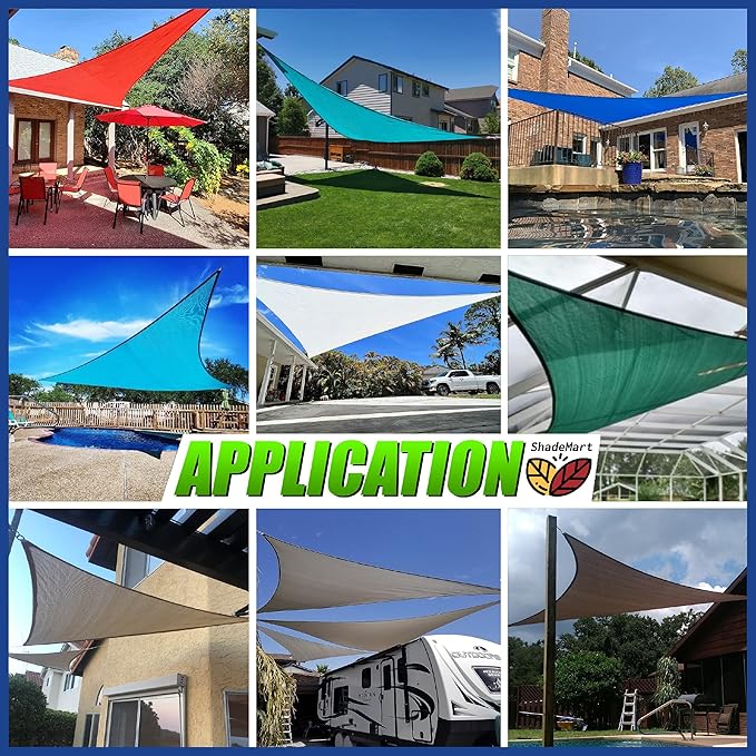 ShadeMart 8' x 8' x 8' Beige Triangle Sun Shade Sail UPF50 Canopy Fabric Cloth - Image 3