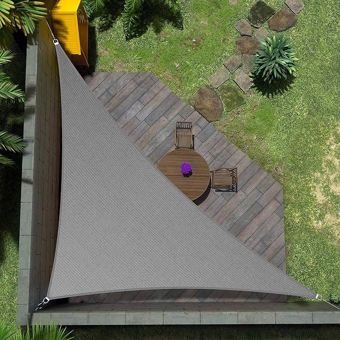 Amgo Custom Size 15' x 24' x 28.3' Gray Right Triangle Sun Shade Sail UPF50+ by Amgo