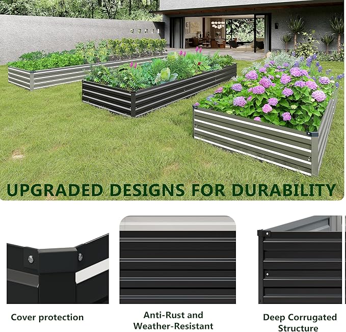 2PCS 10x3x1ft Galvanized Raised Garden Bed Kit, Metal Planter Box - Image 6